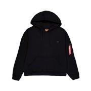 Zwarte Essentials Hoody met Geribbelde Details Alpha Industries , Blac...