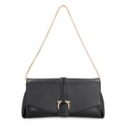 Leren Crossbody Tas met Kettinghengsel Salvatore Ferragamo , Black , D...