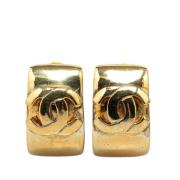 Pre-owned Metal earrings Chanel Vintage , Yellow , Dames