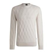 Witte Gevlochten Crewneck Sweater Boss , White , Heren