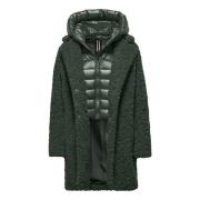 Sherpa Fleece Overcoat met Afneembare Capuchon BomBoogie , Green , Dam...