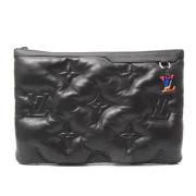 Pre-owned Leather clutches Louis Vuitton Vintage , Black , Dames