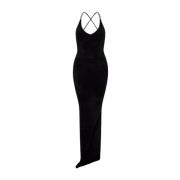 Zwarte Asymmetrische Jurk met Kettingdetail David Koma , Black , Dames