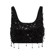 Pailletten Crop Top Simkhai , Black , Dames