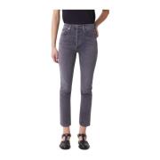 Grijze High Rise Straight Leg Jeans Agolde , Gray , Dames