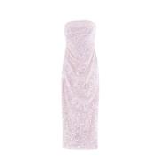 Roze Pailletten Strapless Midi Jurk Needle & Thread , Pink , Dames