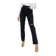 Zwarte Lana Straight Fit Jeans Agolde , Black , Dames