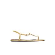 Handgemaakte Gouden Leren Sandalen Bianca Maison Skorpios , Yellow , D...