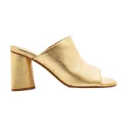 Metallic Goud Leren Muiltjes Toral , Beige , Dames