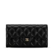 Pre-owned Leather wallets Chanel Vintage , Black , Dames