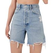 Blauwe Stella Denim Shorts met hoge taille Agolde , Blue , Dames