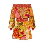 Zijden bloemen mini-jurk met kristallen Camilla , Orange , Dames