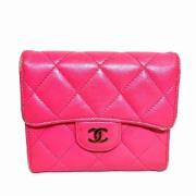 Pre-owned Leather wallets Chanel Vintage , Pink , Dames