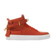 Oranje Leren High-Top Sneakers met Logo Buscemi , Orange , Dames