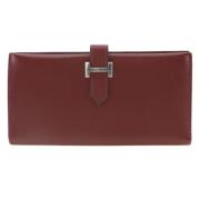 Pre-owned Leather wallets Hermès Vintage , Red , Dames