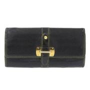 Pre-owned Leather wallets Louis Vuitton Vintage , Black , Dames