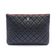 Pre-owned Leather clutches Chanel Vintage , Black , Dames