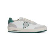 Witte leren sneakers met groene spoiler Philippe Model , White , Heren