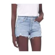 Blauwe Denim Shorts Parker Stijl Agolde , Blue , Dames