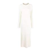 Witte Gebreide Maxi Jurk Paco Rabanne , White , Dames