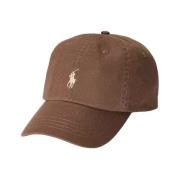 Bruine pet met klep en geborduurd logo Ralph Lauren , Brown , Heren