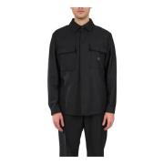 Overshirt van zuivere wol met knoopsluiting Hugo Boss , Black , Heren