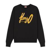 Zwarte sweatshirt met contrastlogo Kenzo , Black , Heren