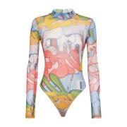 Graffiti Bombing Mesh Bodysuit Philipp Plein , Multicolor , Dames