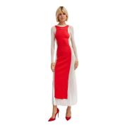 Witte en rode midi jurk Jean Paul Gaultier , Red , Dames