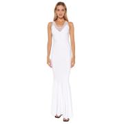 Witte Maxi Jurk Mesh Inzet V-Hals Norma Kamali , White , Dames