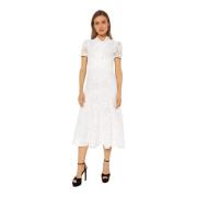 Witte Kant Crossover Midi Jurk Self Portrait , White , Dames