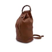 Pre-owned Leather backpacks Gucci Vintage , Brown , Dames