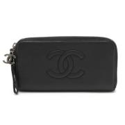 Pre-owned Leather wallets Chanel Vintage , Black , Dames