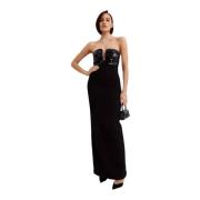 Zwarte Maxi Jurk met Pailletten Roland Mouret , Black , Dames