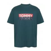 Groene Logo Band Biologisch Katoenen T-Shirt Tommy Jeans , Green , Her...