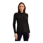 Zwarte shirt met geometrisch patroon Ralph Lauren , Black , Dames