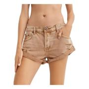 Lage Bruine Denim Shorts One Teaspoon , Brown , Dames