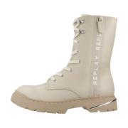 Stijlvolle Veterschoenen met Rits Replay , Beige , Dames