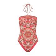 Koraal Bandeau Badpak met Halter Tie Camilla , Pink , Dames