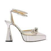 Zilveren Platform Pumps met Kristalstrik Mach & Mach , Gray , Dames