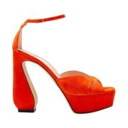 Rode platformsandalen met gekruiste bandjes Sergio Rossi , Red , Dames