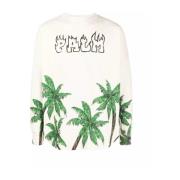 Beige Sweatshirt met Palm Motif Palm Angels , White , Heren