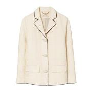 Beige Tweed Jas Tory Burch , White , Dames