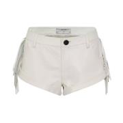 Witte leren franje shorts One Teaspoon , White , Dames