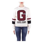 Witte Logo Front Sweater Guess , White , Dames