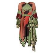 Zijden asymmetrische jurk met jacquardmotief Etro , Multicolor , Dames