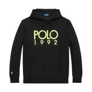 Zwarte hoodie met groen logo Ralph Lauren , Black , Heren