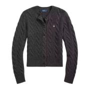 Grijze cardigan met kabelbreisel en logo Ralph Lauren , Gray , Dames