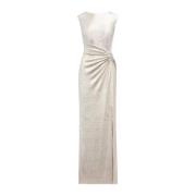 Metallic gebreide maxi jurk Ralph Lauren , Gray , Dames