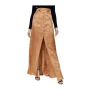 Zijden maxi rok met kettingprint Balmain , Brown , Dames